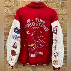 RARE 2006 Embroidered St Louis Cardinals MLB Leather Wool Jacket XXL Chamionship
